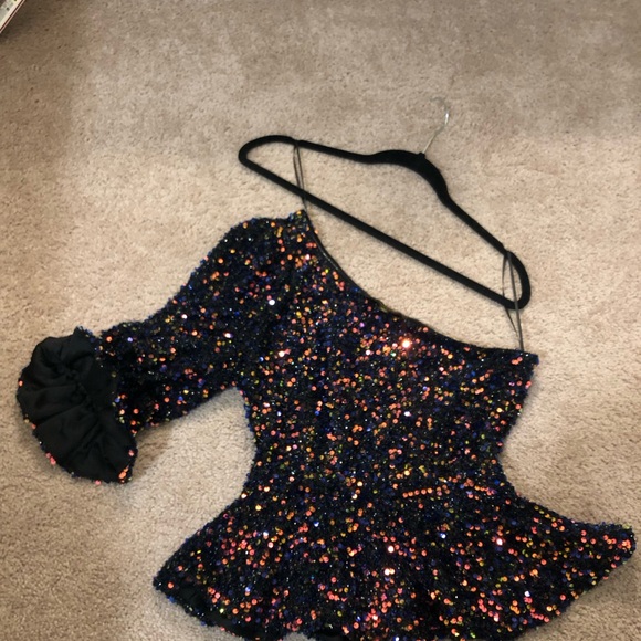Sugarlips - Jupiter one shoulder peplum sequin top - worn only once! X small - Picture 13 of 16